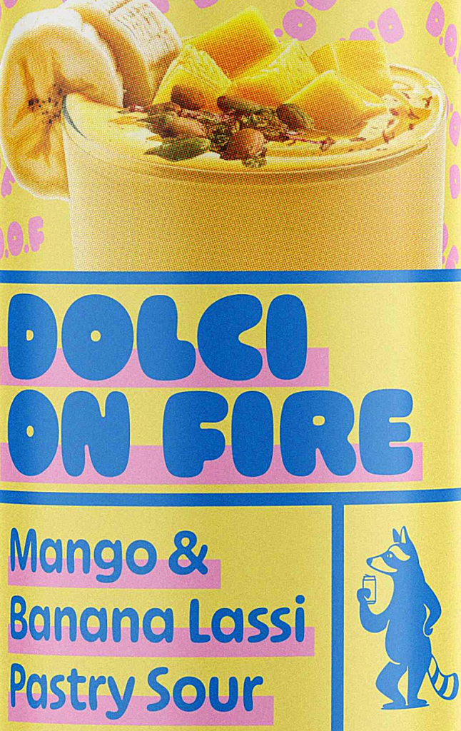 Etichetta birra Wild Raccoon Dolci on fire: mango, banana, lassi. Pastry Sour