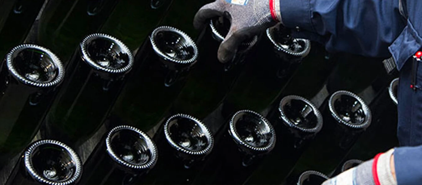 Una cantina di bottiglie di champagne