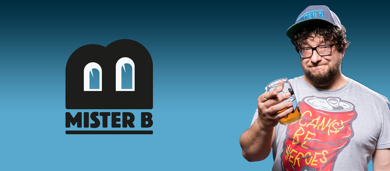 Mister B birra artigianale italiana in lattina da Mantova. | Topbeer Logo Mister B e Mauro Bertoletti, fondatore del birrificio | Topbeer